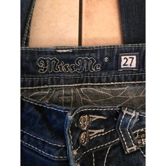 Miss Me ladies bootcut denim jeans with studded bling gem pockets size 27 - Picture 6 of 15